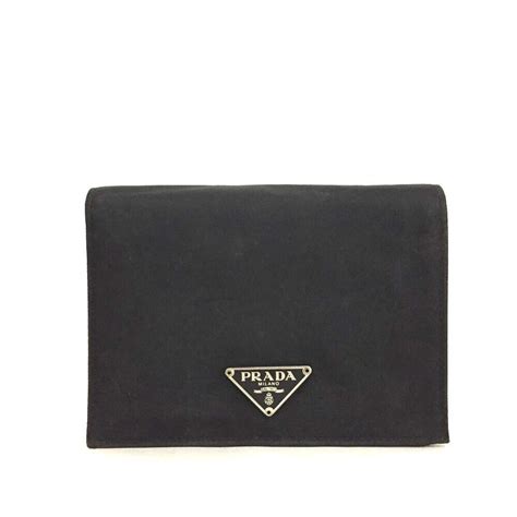 PRADA TESSUTO Wallet M510 Logo Plate Black Nylon Tri